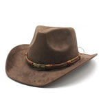 Suede curled brim western cowboy hat