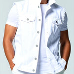 KZZ Men's White Denim Jacket