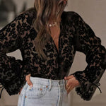 Women's Casual Openwork Lace Shirt