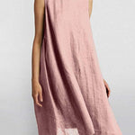 Zeagoo Women's Cotton Linen Dress Sleeveless Crew Neck Loose Baggy Dress
