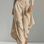 Beige Boat Neck Top and layered wide-leg trouser set