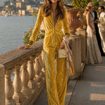Stylish Retro Yellow Velvet Zipper Long-Sleeved Jumpsuit
