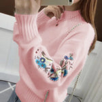 🔥Thick Cashmere-Like Knit Sweater with Floral Embroidery