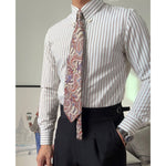 French Business Point Collar Striped Shirt