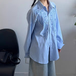 Heavy-duty Loose Casual Pattern Embroidered Shirt
