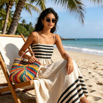 Black And White Stripe Spaghetti Strap Maxi Dress