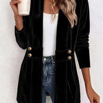 Women's Solid-Color Loose Mid-Length Golden Velvet Cardigan Coat