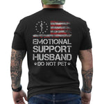 KZZ Men's black crew neck short-sleeved shirt (with flag pattern on the back)
