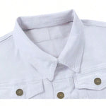 KZZ Men's White Denim Jacket