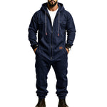 KZZ Men's Hooded Workwear Casual Street Style Jumpsuit