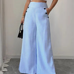 Elegant High-Rise Wide Leg Pinstripe Pants