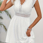 Women's Lace Waist Flutter Sleeve Dress
