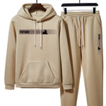 KZZ Two-piece Set Men's Tree Graphic Hoodie & Drawstring Waist Sweatpants