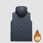 KZZ black hooded fleece vest,  fleece lining for warm practicality, zipper pockets convenient
