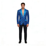KZZ Men's Solid-Color Slim-Fit Sequin Blazer