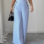 Elegant High-Rise Wide Leg Pinstripe Pants