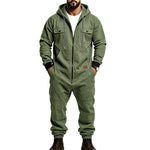 KZZ Men's Hooded Workwear Casual Street Style Jumpsuit