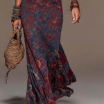 Retro Lace Halterneck Floral Fishtail Maxi Dress