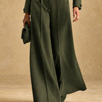 Asymmetric Cropped Jacket and Wide-Leg Trousers Set