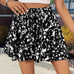 Printed Wide-Leg Drawstring Shorts — Stylish & Elegant Vacation Beach Skort