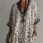 Light Gray Gradient Leopard Print Chiffon Maxi Dress