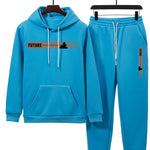 KZZ Two-piece Set Men's Tree Graphic Hoodie & Drawstring Waist Sweatpants