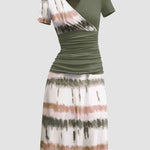 Zeagoo Women's Casual V Neck Short Sleeve Sundress Loose Flowy Print Tunic Beach Dresses