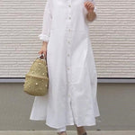 Zeagoo Women's Casual Loose Shirt Dresses Plain Color Stand Up Collar Long Sleeved Cardigan