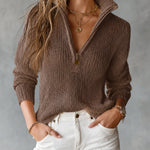Monica | Chic Elegant Half-Zipper Loose-Fit Breathable Knit Sweater
