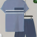 KZZ Men's short-sleeved shorts suit