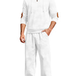 KZZ Men's casual fashion suit knitted jacquard sweatshirt and pants two-piece set