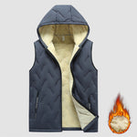 KZZ black hooded fleece vest,  fleece lining for warm practicality, zipper pockets convenient