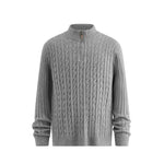 KZZ Men's solid color zipper sweater, fashionable knit long sleeved