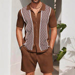 KZZ Men's Casual Loose Short-Sleeve Shirt Two-Piece Set