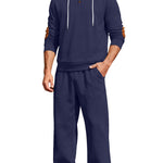 KZZ Men's casual fashion suit knitted jacquard sweatshirt and pants two-piece set