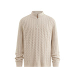 KZZ Men's solid color zipper sweater, fashionable knit long sleeved