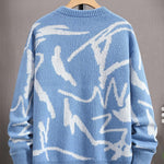 KZZ Men's Knitted Long Sleeve Sweater Crew Neck Graphic Casual Regular Fit Jumper
