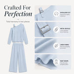 Women's Off-Shoulder Top & Wide Leg Trouser Set