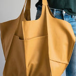 Simple large soft leather large capacity shoulder handbag