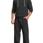 KZZ Men's casual fashion suit knitted jacquard sweatshirt and pants two-piece set