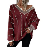 Women's Relaxed Striped V Neck Jumper
