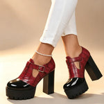 Women's T-Strap Platform Block Heels