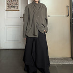Irregular Patchwork Neck Scarf Long-sleeved Shirt