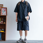 Japanese Functional Large Pocket Shirt Casual Loose Overalls Two-piece Set