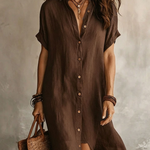 Bohemian Black Loose-fitting Midi Dress