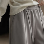 Casual Curved Elastic Waist Loose Wide-leg Pants