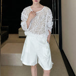 Hollow Sequin Mesh Pullover T-shirt