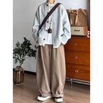 Japanese Loose-fitting Textured Wide-leg Pants