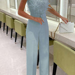 Feather Sexy Off Shoulder Sleeveless Slim Jumpsuit