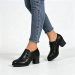 Women's Textured Button Chunky Heel Shoes
